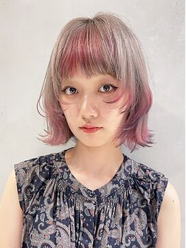 アルバム 渋谷パルコ(ALBUM) カシスデザインカラー_斜めバンググレージュカラー_79549