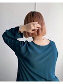 透明感カラー/切りっぱなしボブ