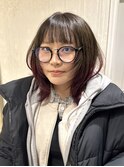 レイヤーボブウルフカットグラデーションカラー赤髪
