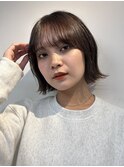 くびレイヤーボブルフネビージュ小顔ワンレンこなれミディ