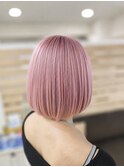 透明感ピンクで叶える艶ミニボブ♪