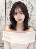 ワンホンレイヤ ー×ダークブルー[デジタルパーマ/ボブ/韓国]