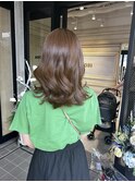 オリーブベージュ ブリーチなし 巻き髪 8レベル