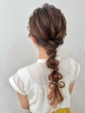 ヘアセットサロン アッシュ 神戸三宮(Ash) あみおろしリボンアレンジ