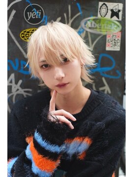 ポプルス(popls) 抜きっぱなしホワイトブロンド/ウルフ/メンズウルフ/マッシュ