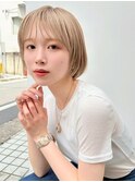 ブロンドベージュ フェイスレイヤーボブ似合わせ小顔t724