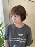 【ショートボブ】20代30代/オリーブグレー/ヘーゼルグレージュ