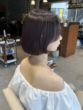 エス 大阪梅田店(es) ピンクブラウン ボブ