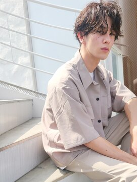 グロウミドル(GROW middle) ウザバング×センターパートゆるめスパイラルパーマ　野村恵子