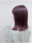 ミディアム　ワンレングボブ　ラズベリーピンク