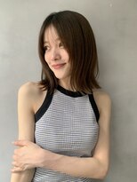 外ハネボブショコラベージュ小顔カットモテ髪顔まわりレイヤー