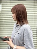 大平/切りっぱなしボブミディアム暖色カラーオレンジピンク20代