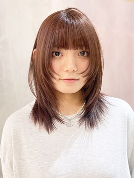 アルバム 池袋(ALBUM) オリーブカラー透明感カラーウルフレイヤーロング_ba503831