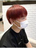 【個性派カラー】赤髪マッシュスタイル＠20代30代40代50代60代
