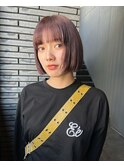 ショート ボブ ラベンダーブラウン 髪質改善 前髪カット 20代