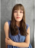 髪質改善ロングウェーブ短め前髪