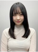 小顔 前髪 レイヤーカット 暗めカラー デザインカラー"