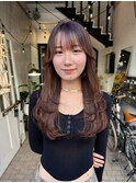 顔まわりレイヤー/シャギーレイヤー/ココアブラウン