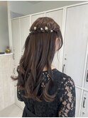 編み込みハーフアップ