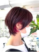 グレージュカラーボブウルフ黒髪ココアベージュ【市川】