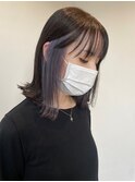 インナーカラーミルクティーベージュシルバーイヤリングカラー
