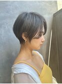 暗髪ショート/グレージュ