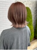 ミルクティーベージュ 艶髪 外ハネボブ 20代 30代 透明感カラー