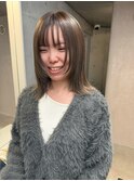 斜めバング/グレージュカラー/デザインカラー/シルキーベージュ