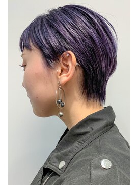 テトヘアー(teto hair) short［パープル、ベリーショート、ジグザグバング］
