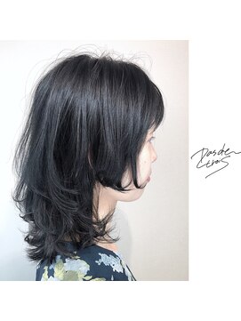 パドトロワ(Pas de trois) 新潟駅南×姫ウルフカット×ダークブルーアッシュ×暗髪