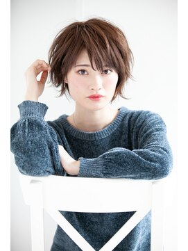 クシュ 所沢東口店(kusyu...) うぶバング×ミルクティアッシュふわふわショートウルフボブ所沢