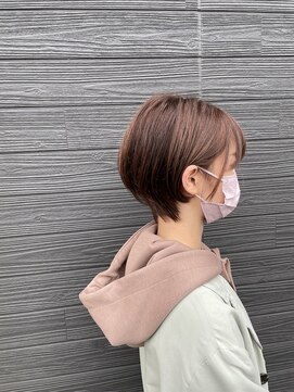 琉月 枝松店 ピンクベージュ×耳掛け丸みショート