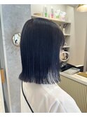 ブルーブラック 透明感カラー 艶髪 ハイライト