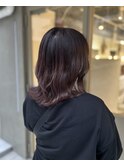 【二村】外ハネボブ ピンクブラウン
