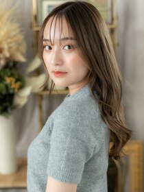 カバーヘア ブリス 戸田公園西口店(COVER HAIR bliss)&nbsp;カーキグレージュ顔回りレイヤーロングa戸田公園20代30代40代