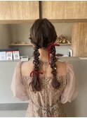ツイン編みおろし