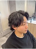ホワイトメッシュ/ツイスト/ツイスパ/パーマ/メンズ/眉毛
