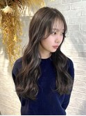 顔周りカット×オリーブブラウン　ブリーチなし