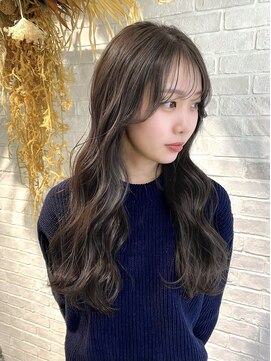 エイム(A-im) 顔周りカット×オリーブブラウン　ブリーチなし