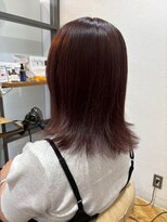 ヘア ルーナ バイ アプリーレ(hair lune by Aprire)&nbsp;20代30代40代50代大人可愛い外ハネワインレッドカラー