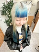 リアン(Lien) ハイブリーチ/裾カラー/ホワイトブロンド×ターコイズブルー