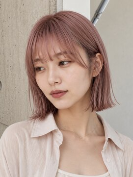 ゲーム 梅田(GAME) 顔まわりカット×切りっぱなし×ピンクベージュ