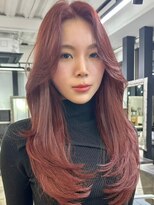 ロンド 表参道店(Lond)&nbsp;ハッシュレイヤー/ミルクティーベージュ/韓国巻き/顔周りカット