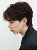 センターパートニュアンスパーマフェザーパーマ波巻きパーマ