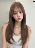 ハイレイヤーカット顔周りカット韓国風レイヤーベージュカラー