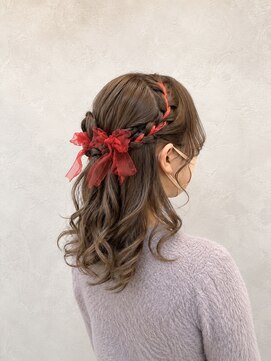 エニル 春日部店(enil) ◎リボン編み込み×ハートアレンジ◎ハーフアップ◎