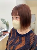 ブリーチなしオレンジベージュ　軽めボブ
