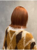 大人かわいい外ハネボブ オレンジカラー
