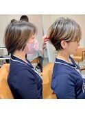 別府ショートボブ顔まわりレイヤーカット髪質改善カラー30代