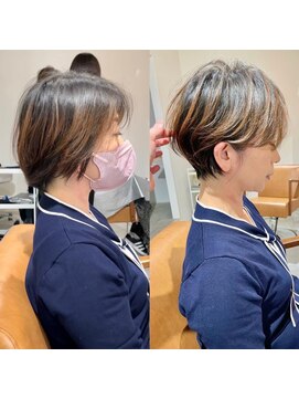 ジュベ 別府店(juve.) 別府ショートボブ顔まわりレイヤーカット髪質改善カラー30代